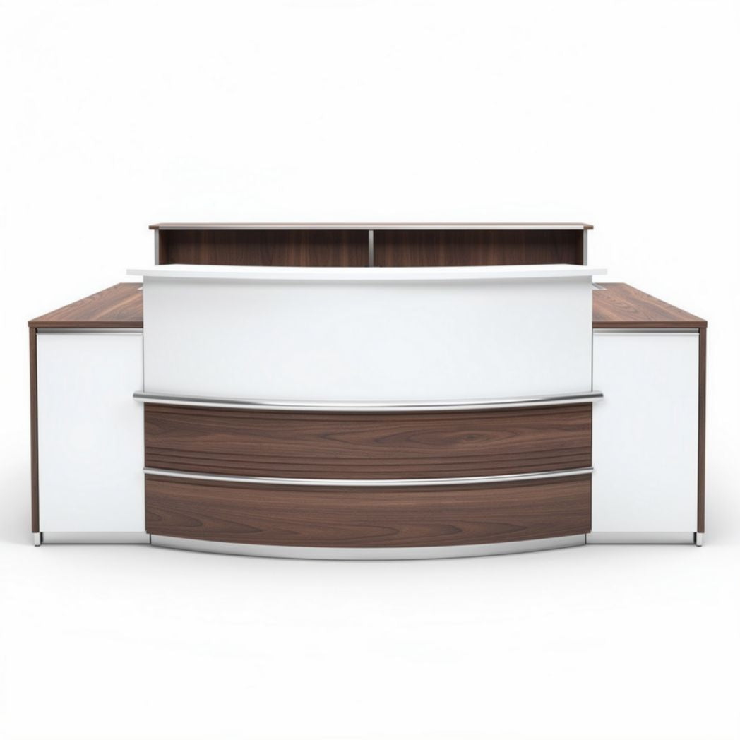 Balie met witte en houten afwerking afmetingen 120 x 60 x 90cm