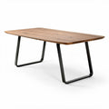 eettafel van hout met metalen poten 180 x 90 x 75cm bruin