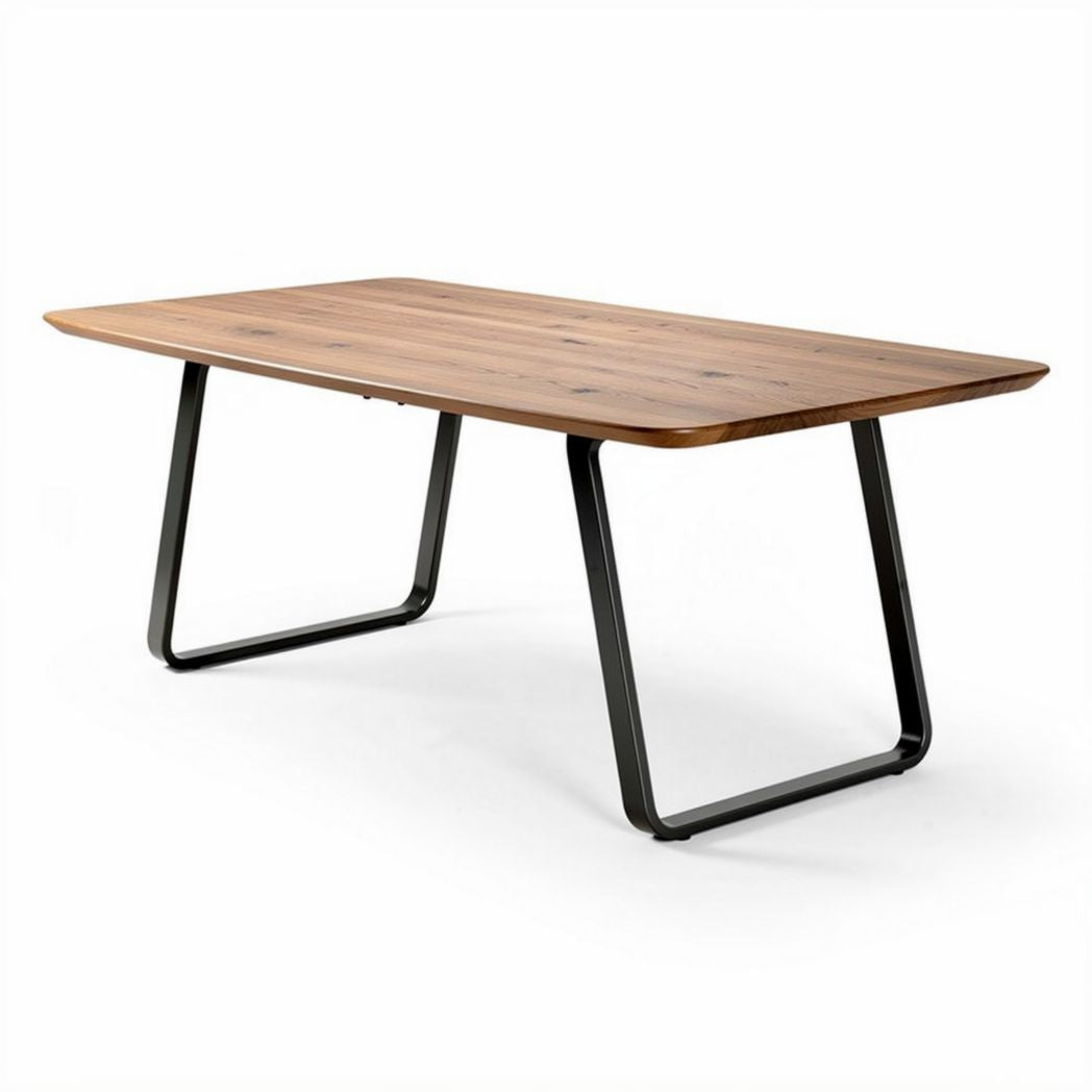 eettafel van hout met metalen poten 180 x 90 x 75cm bruin