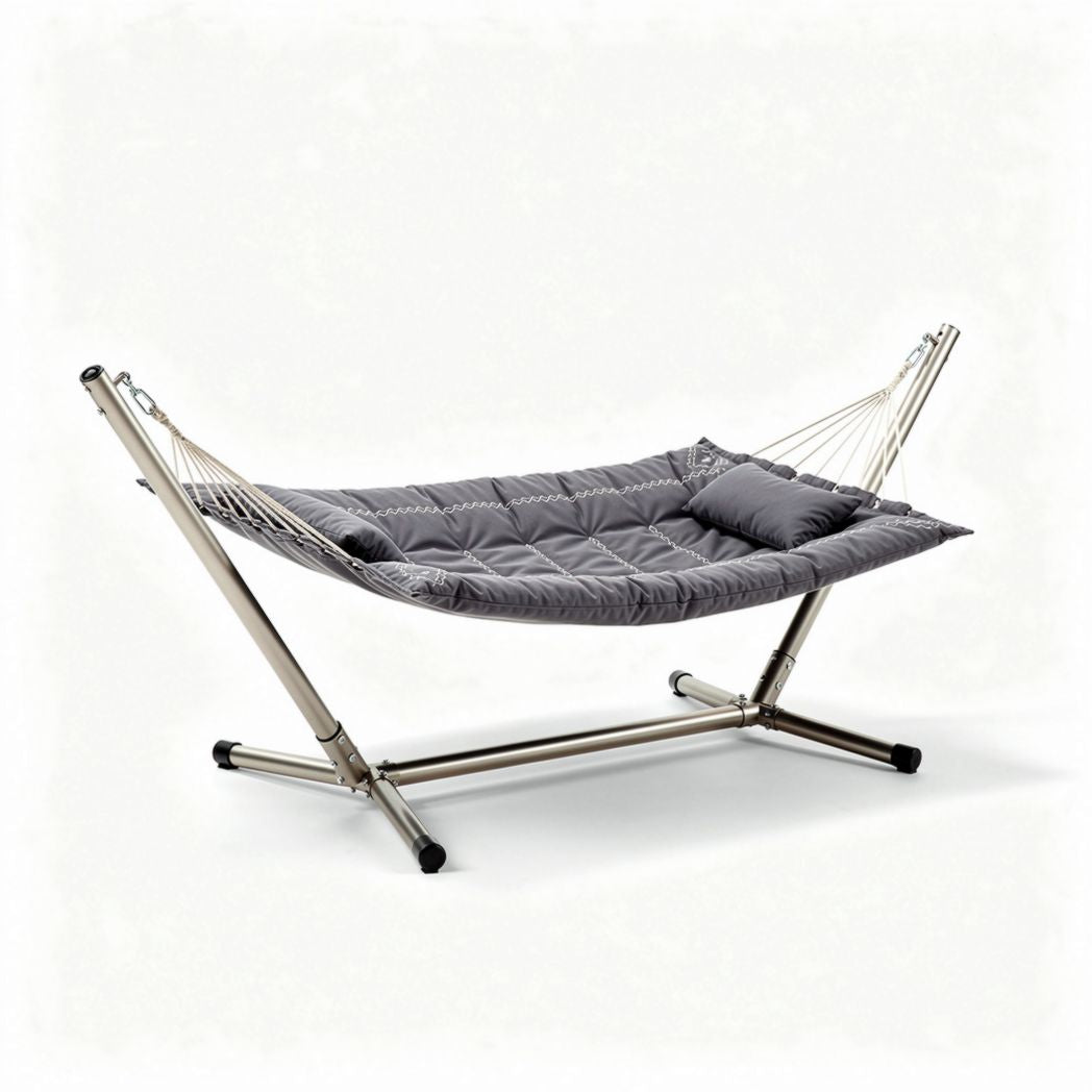 Hangmat met stalen frame en kussen 200 x 100 x 100 cm grijs