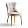 Stoel met beige stoffen bekleding en houten poten 45 x 45 x 85cm