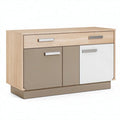 Houten dressoir met 2 deuren en 1 lade in beige en wit 120 x 45 x 80cm
