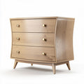 Houten commode met drie lades en gebogen ontwerp afmetingen 95 x 45 x 80cm