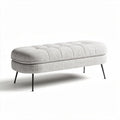Gestoffeerde ottoman in lichtgrijs met metalen poten 100 x 40 x 40cm