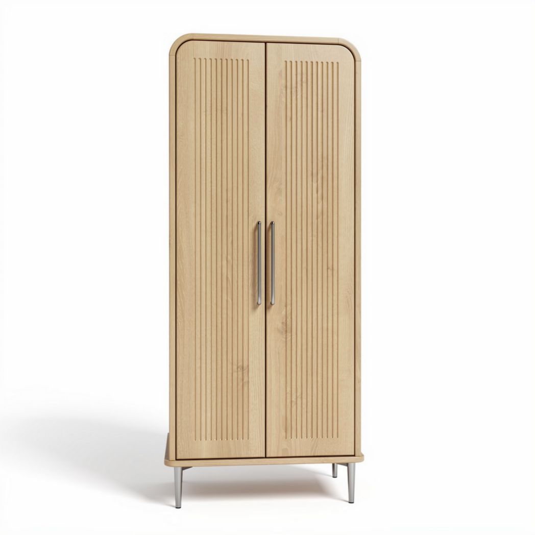 Bamboe kledingkast met deuren en metalen poten 80 x 40 x 180cm